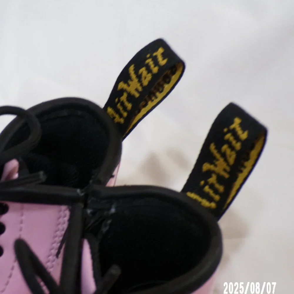 DR,  MARTENS 1460 SOFTY ( T )  PALE PINK TODDLER ZIPPERED BOOTS